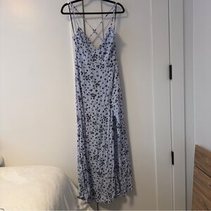 Vintage Forever 21 Blue Floral Maxi Dress with Crisscross Straps
